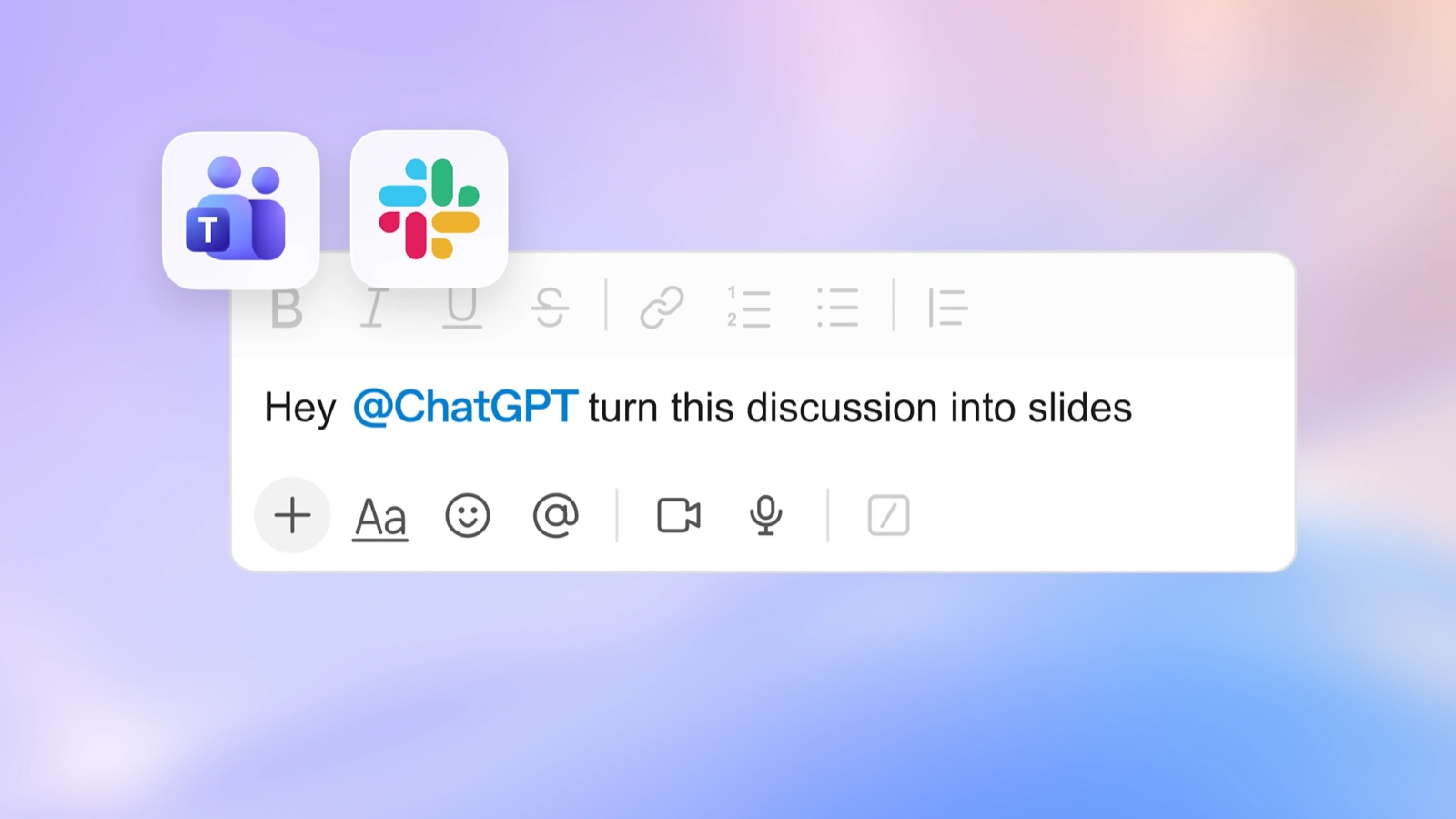 Mention @ChatGPT in a Slack or Teams thread and it joins the conversation. Image: OpenAI.