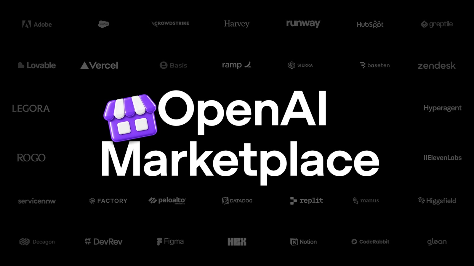 The OpenAI Marketplace and its launch partners. Look closely and you’ll spot Runway, ElevenLabs and Higgsfield. Image: OpenAI.